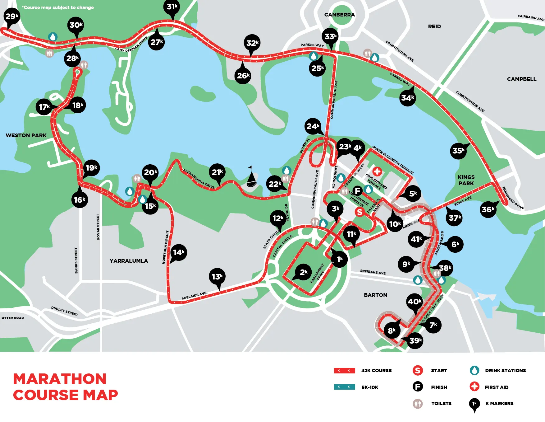 Canberra marathon course map